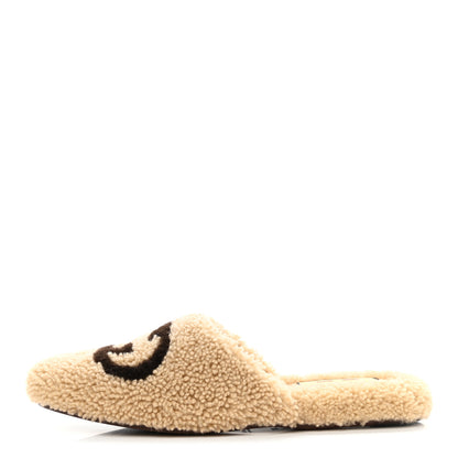 Gucci Shearling Interlocking G Womens Eileen Slippers 38.5 Butterscotch Cocoa 1 of 8