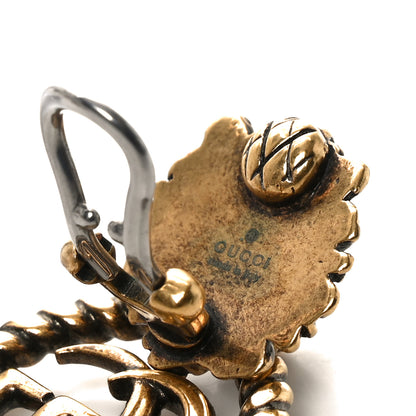 Gucci Metal Double G Lion Head Clip On Earrings Aged Gold 4 of 4