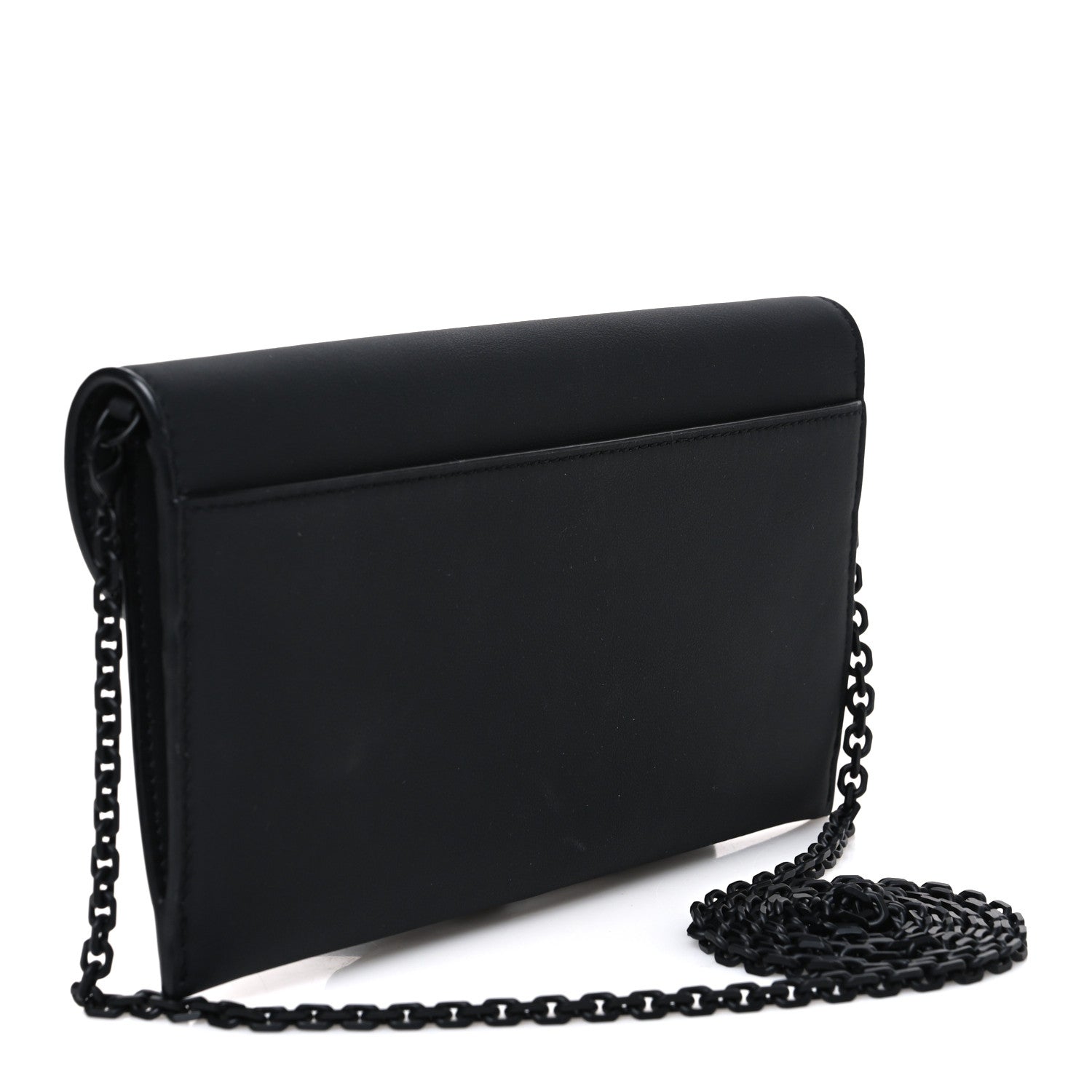 Christian Dior Ultra Matte Calfskin Saddle Chain Wallet Pouch Black 3 of 10