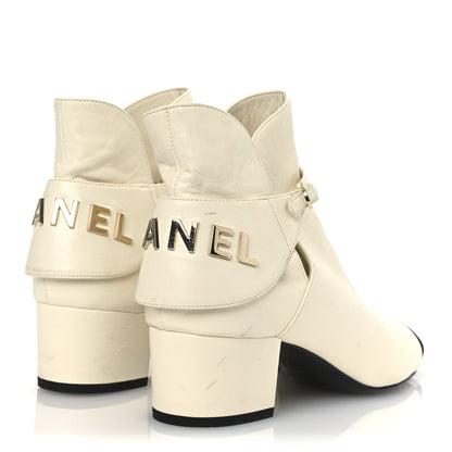 Chanel Lambskin Velvet Cap Toe Short Ankle Boots 37.5 White 5 of 15