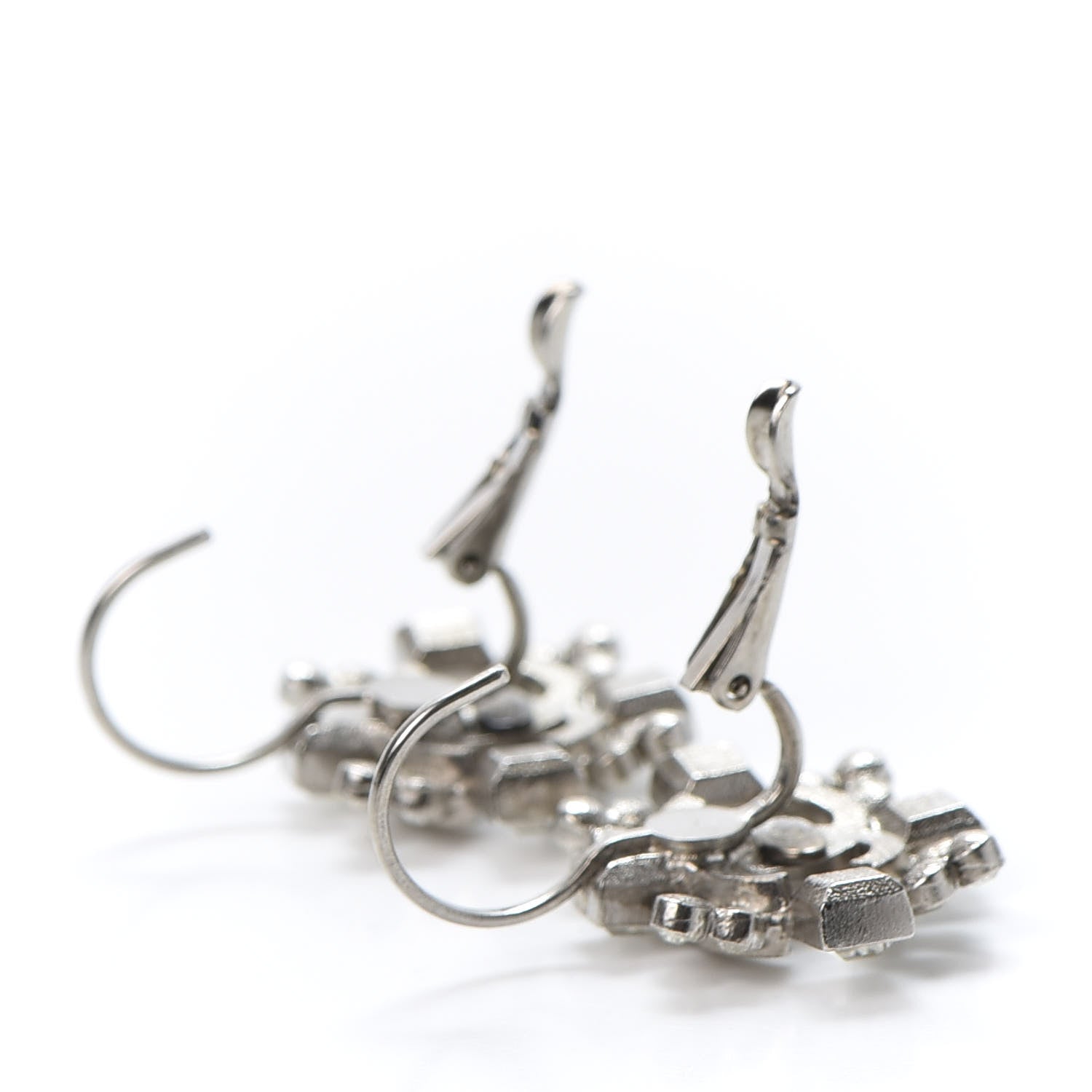 Chanel Crystal CC Earrings Silver 3 of 5