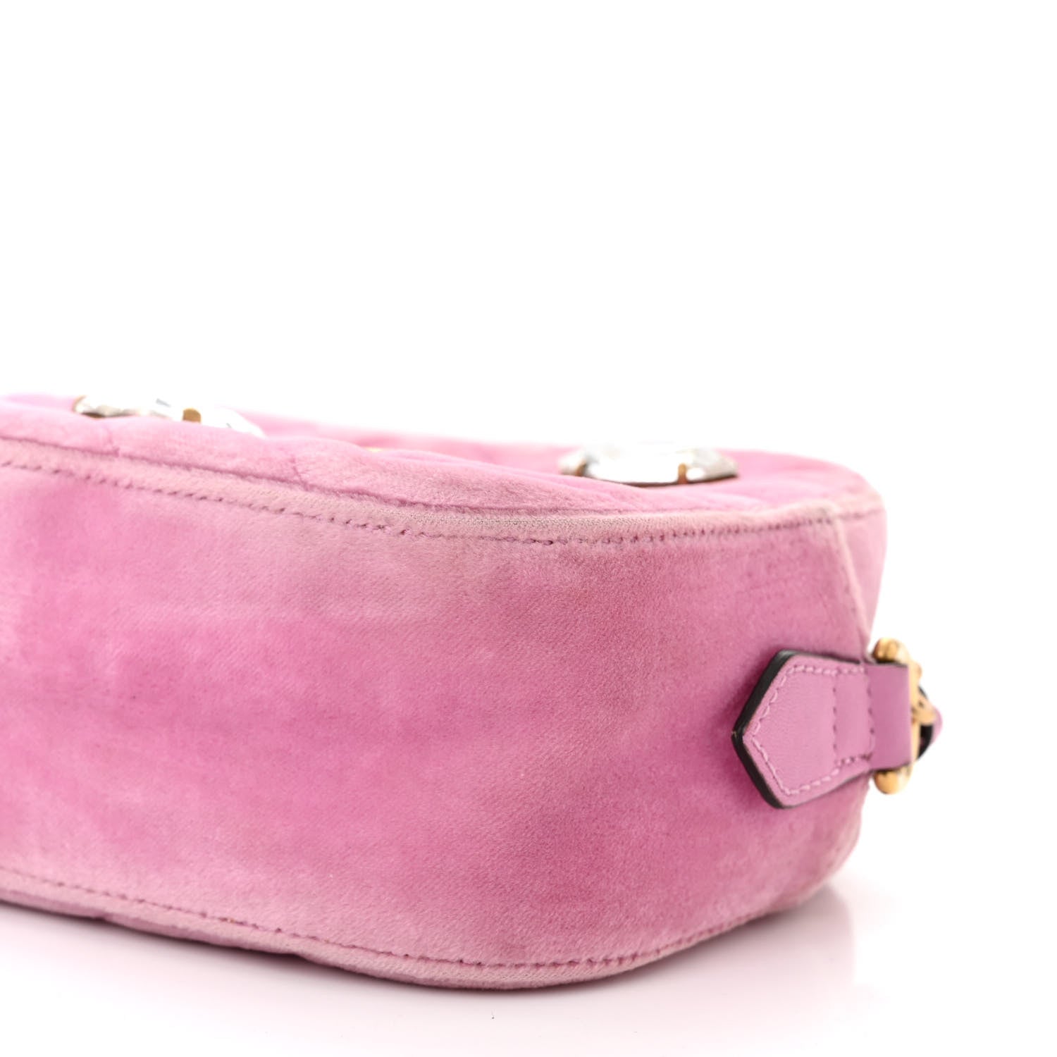 Gucci Velvet Matelasse Marquise Crystals Mini GG Marmont Chain Shoulder Bag Malva 10 of 12