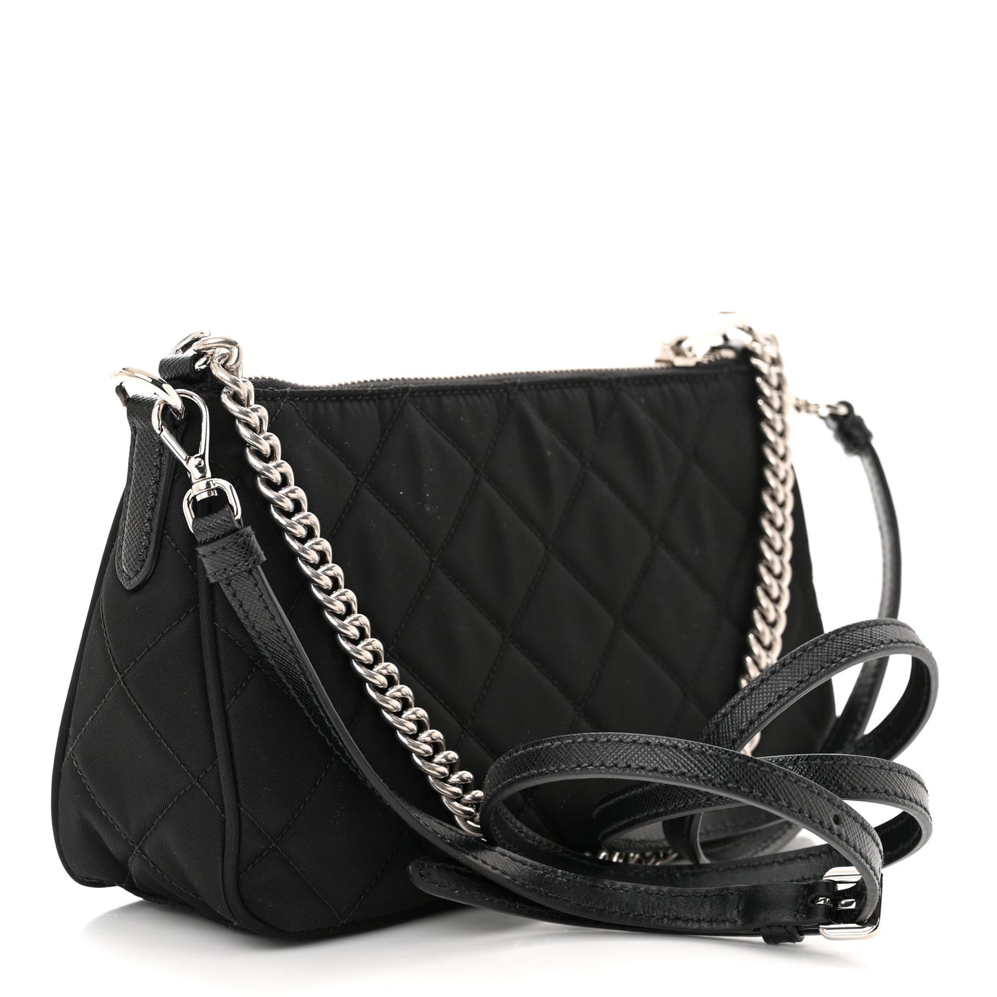 Nylon Tessuto Impuntu Quilted Crossbody Bag Black