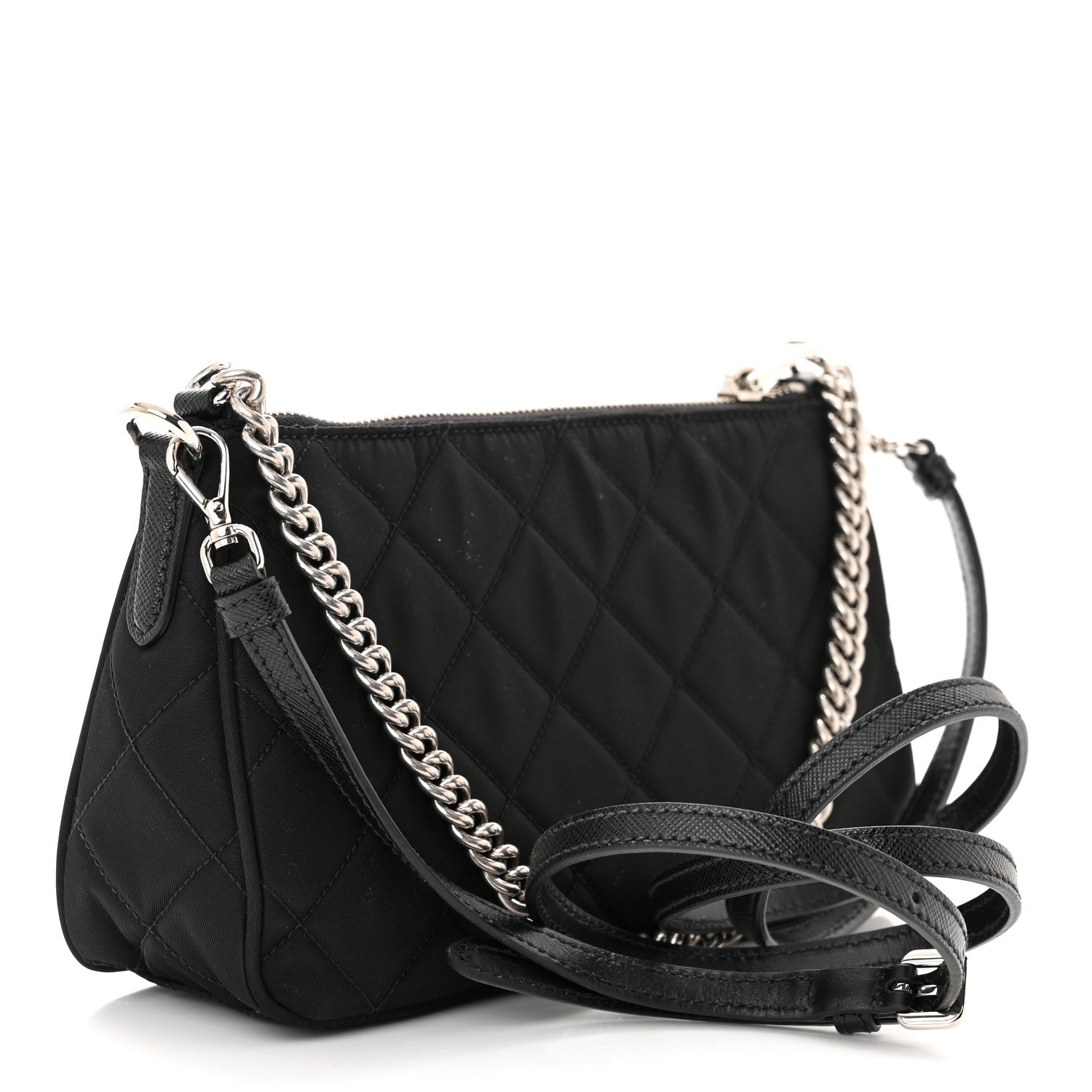 Prada Nylon Tessuto Impuntu Quilted Crossbody Bag Black 3 of 10