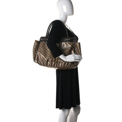 Gucci Crystal Monogram Large D Gold Ring Tote Dark Brown 2 of 14