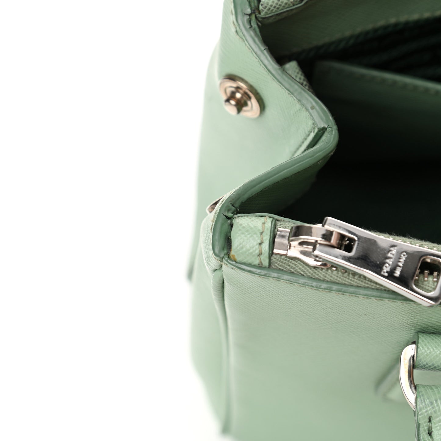 Saffiano Lux Small Galleria Double Zip Tote Acquamarina