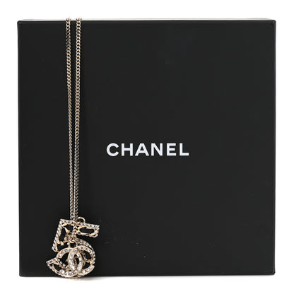 Chanel Lambskin Crystal CC Number 5 Pendant Necklace Gold Black 5 of 5