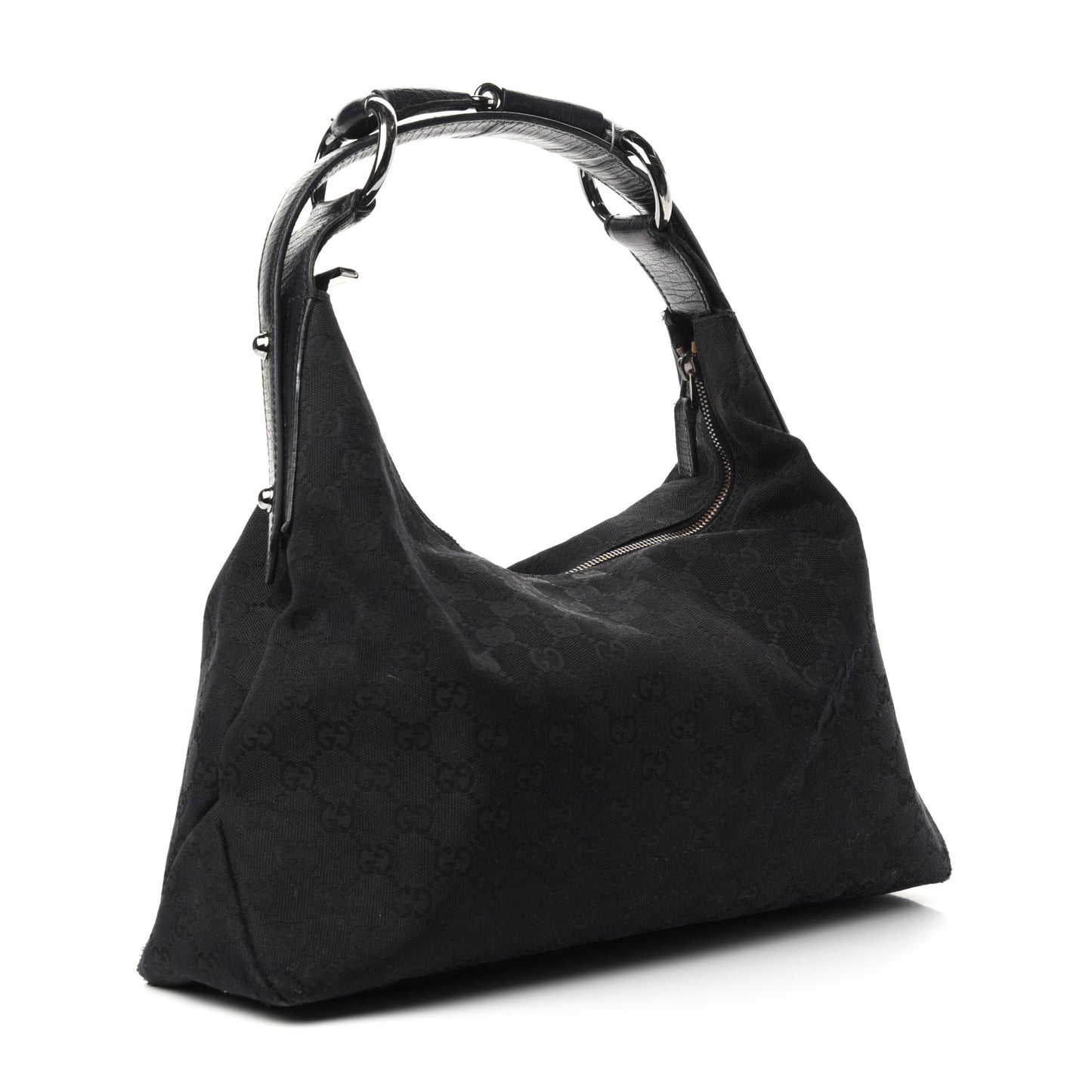 Monogram Medium Horsebit Chain Hobo Black
