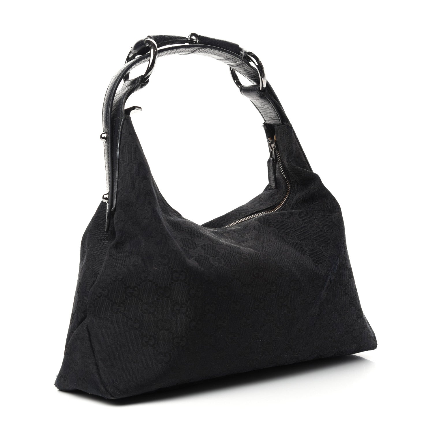 Gucci Monogram Medium Horsebit Chain Hobo Black 3 of 10