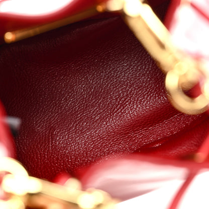 Prada Vernice Metal Triangle Logo Mini Drawcord Pouch Shoulder Bag Cherry 5 of 10