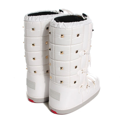 Valentino Garavani Nylon Rockstud Snow Boots S 35-37 White 4 of 8