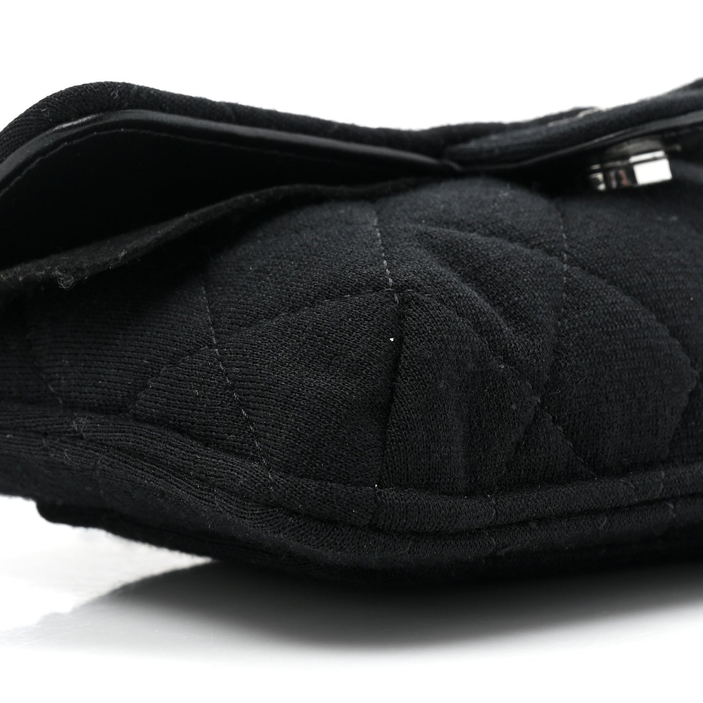Jersey Fabric Quilted Foldable Tote With Chain Black Multicolor