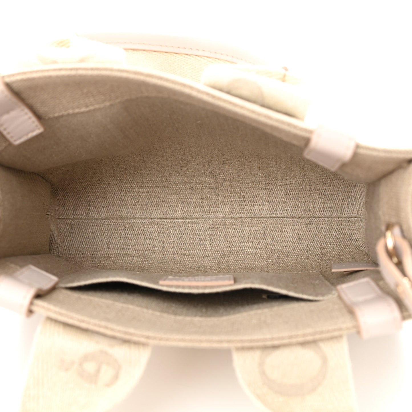 Cotton Calfskin Small Woody Ribbon Tote With Strap Cement Pink