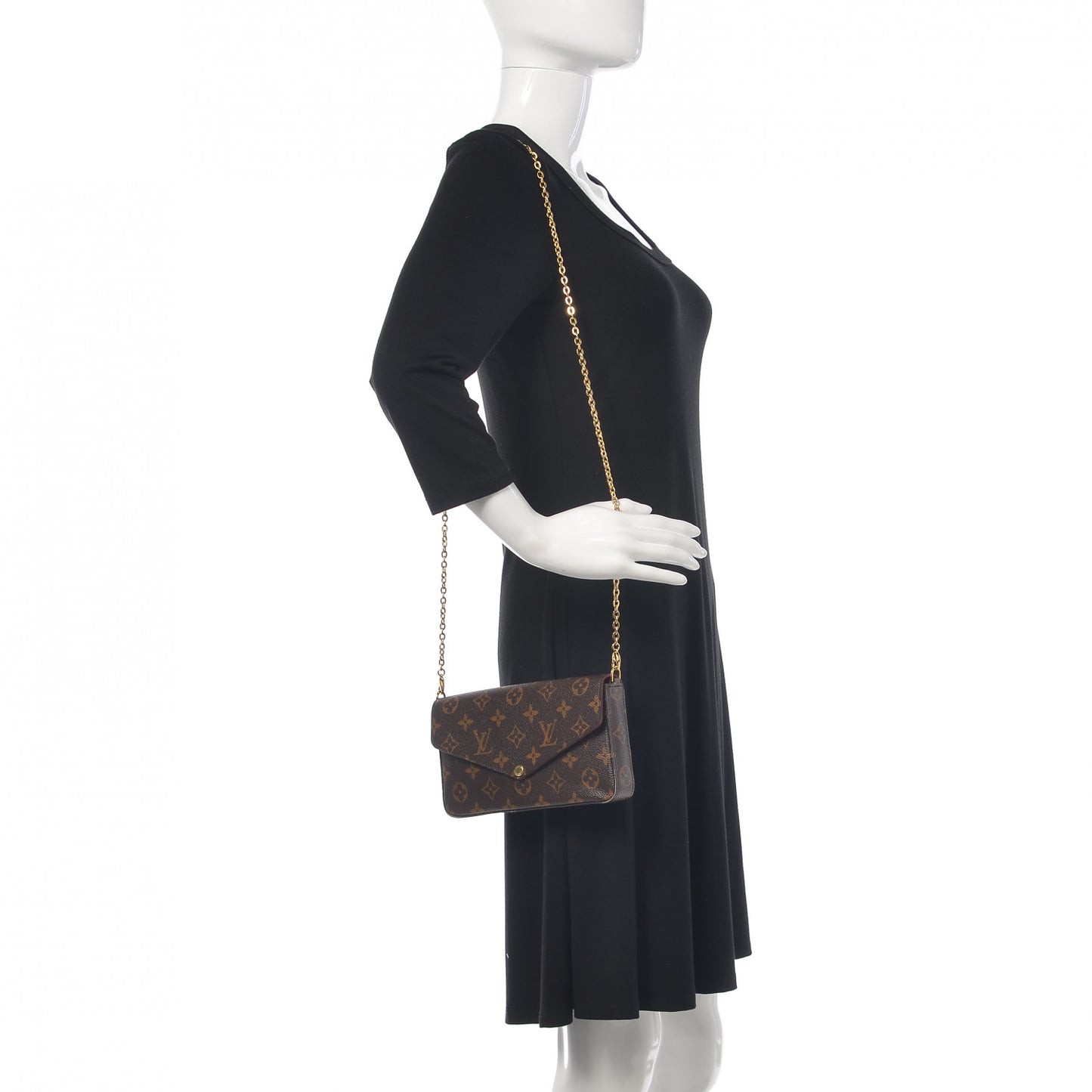 Monogram Pochette Felicie Chain Wallet Fuchsia