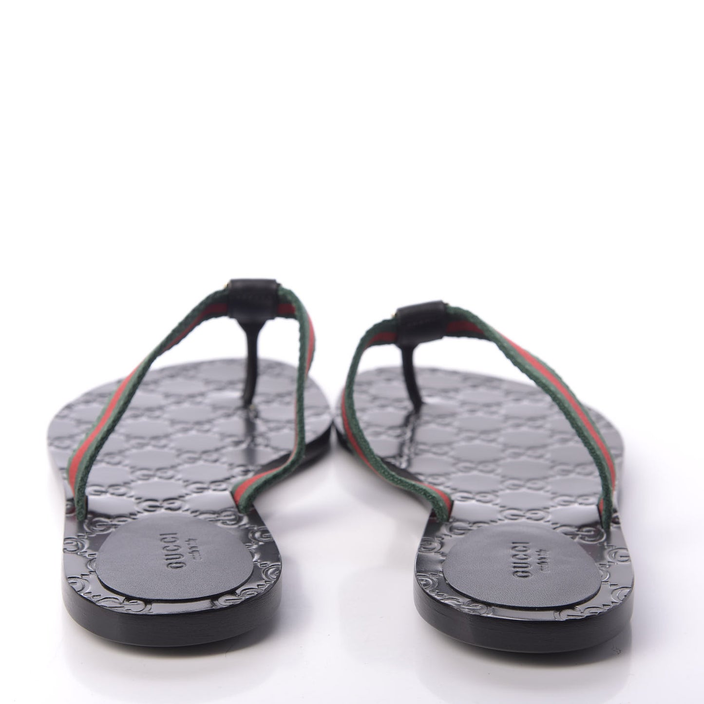 Nylon Guccissima Web Womens Thong Sandals 38 Green Red Black