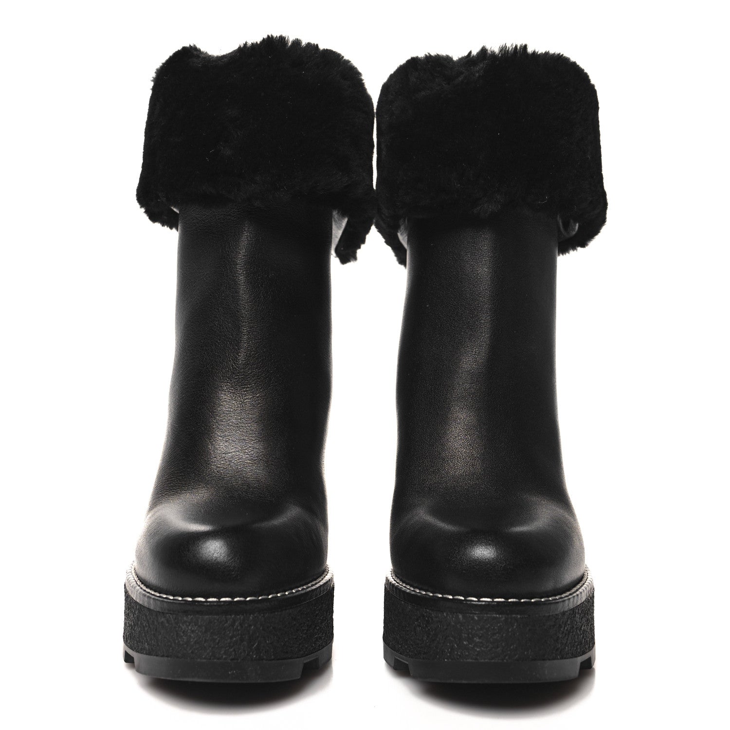 Louis Vuitton Calfskin Shearling Beaubourg Ankle Boots 37 Black 2 of 10