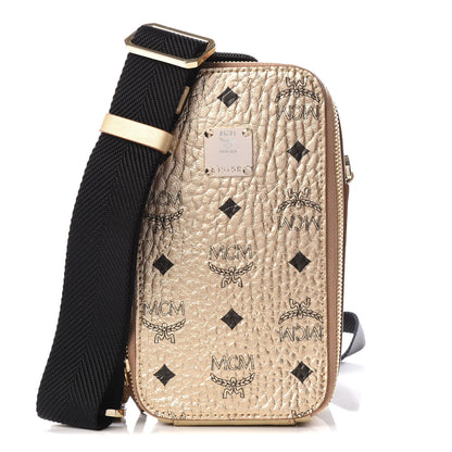 MCM Metallic Visetos Crossbody Pouch Light Gold 1 of 8