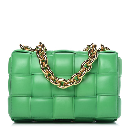Bottega Veneta Lambskin Maxi Intreccio Padded Chain Cassette Crossbody Bag Grass 1 of 9