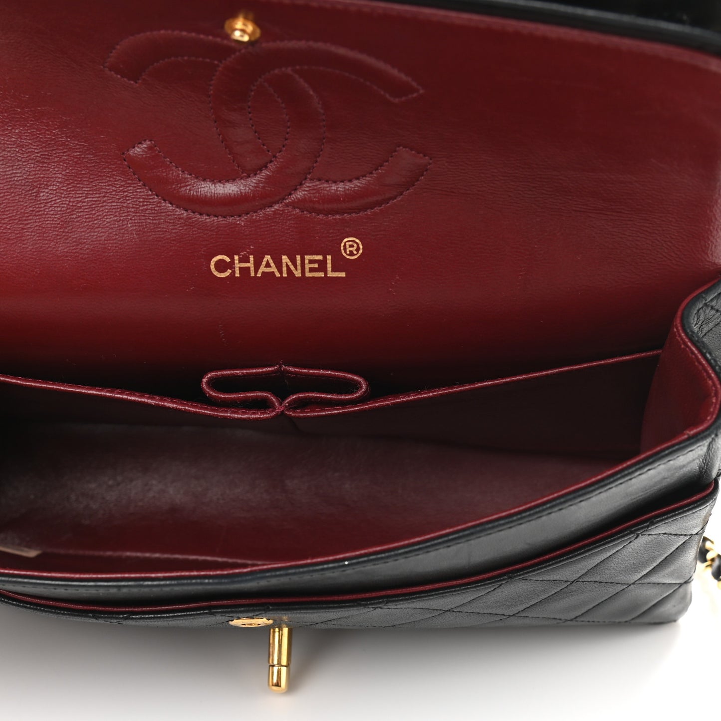 Lambskin Quilted Medium Double Flap Black
