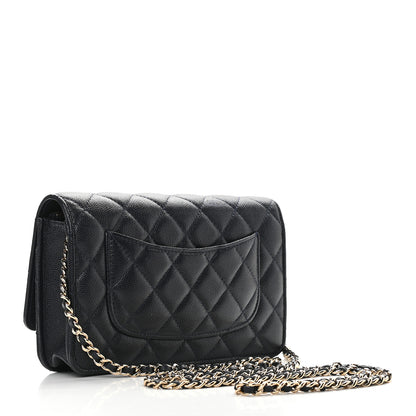 Chanel Caviar Quilted Wallet On Chain WOC Navy Blue 3 of 11