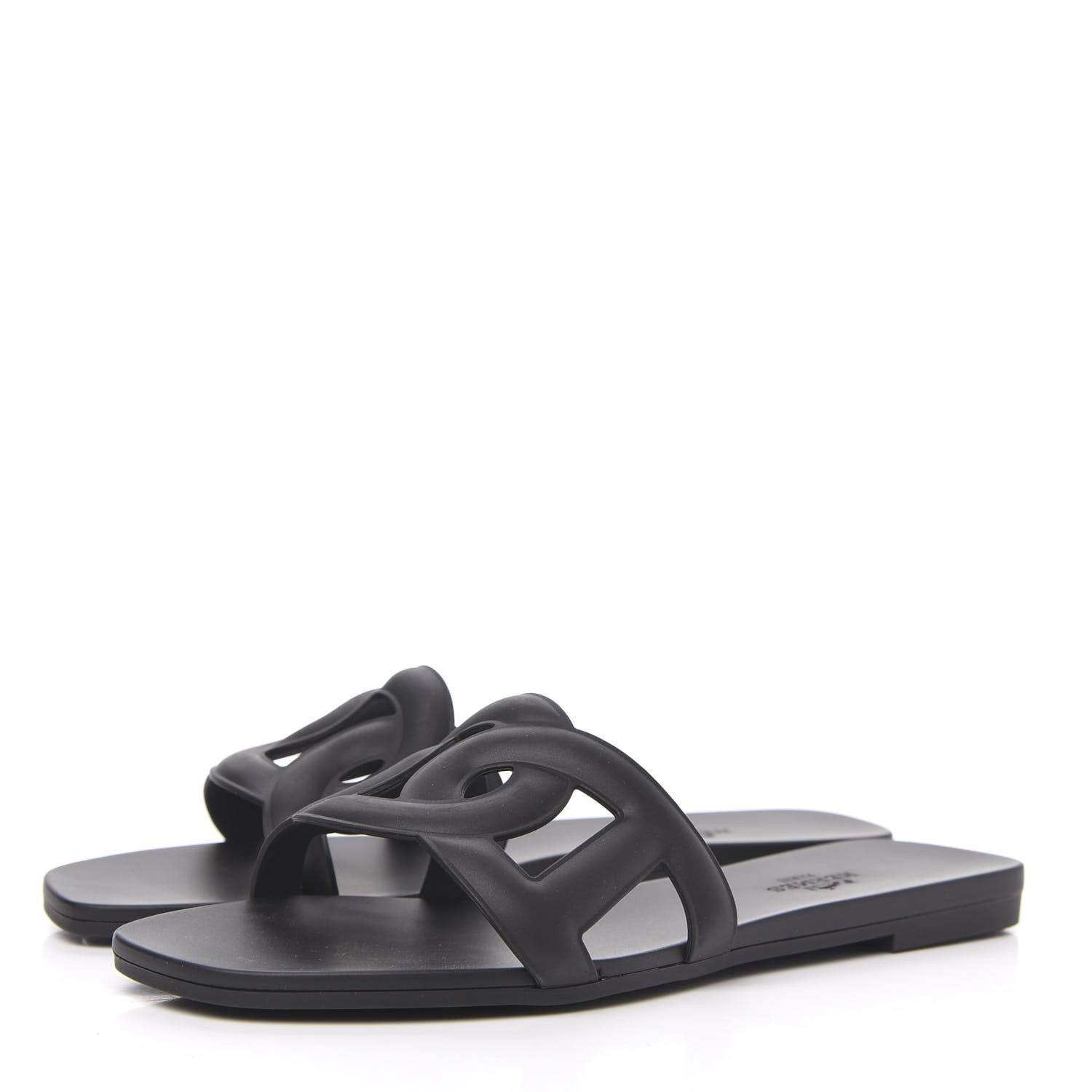 Hermes Rubber Aloha Sandals 36 Black 3 of 8
