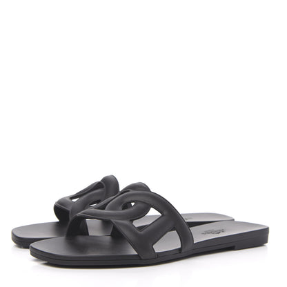 Hermes Rubber Aloha Sandals 36 Black 3 of 8