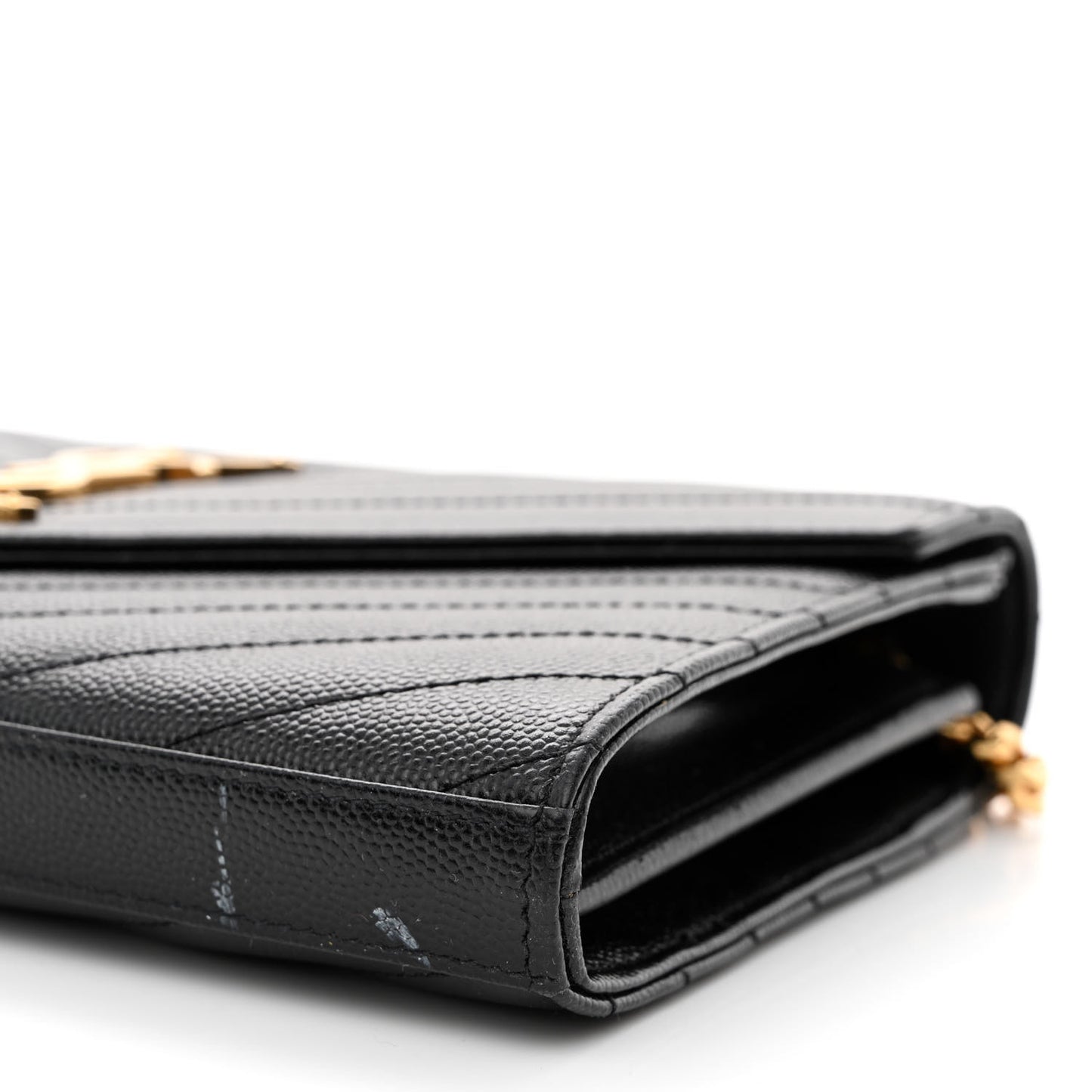 Grain De Poudre Matelasse Chevron Monogram Chain Wallet Black