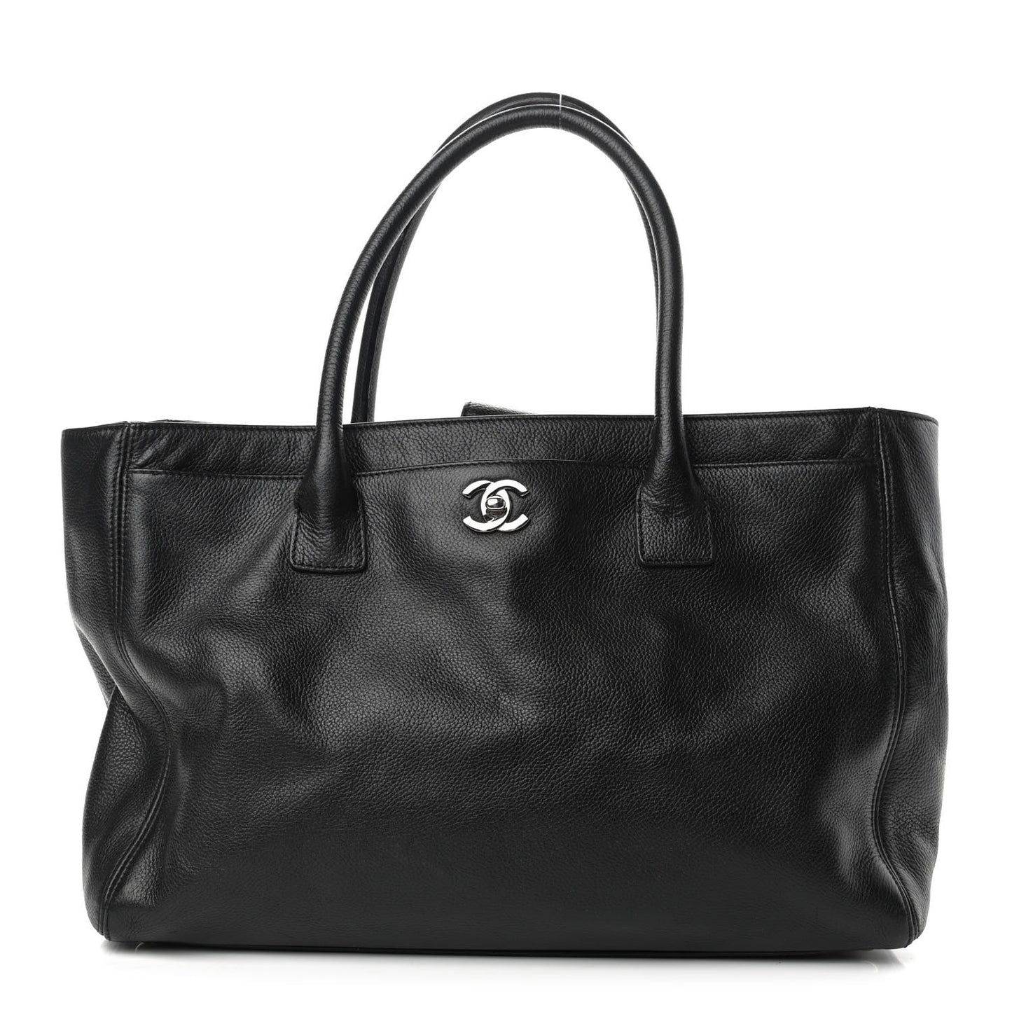 Calfskin Cerf Executive Shopper Tote Black
