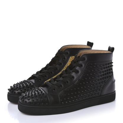 Christian Louboutin Calfskin Laminato Dino Spikes Yang Louis Flat Sneakers 46 Black Gold 3 of 10