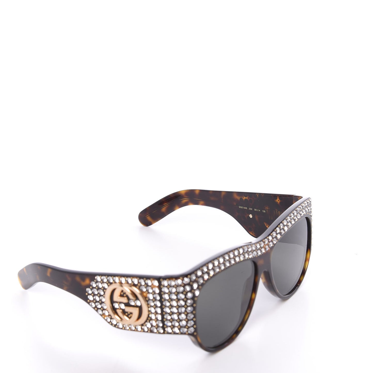 Acetate Crystal Oversize Hollywood Forever Sunglasses GG0144S Tortoiseshell