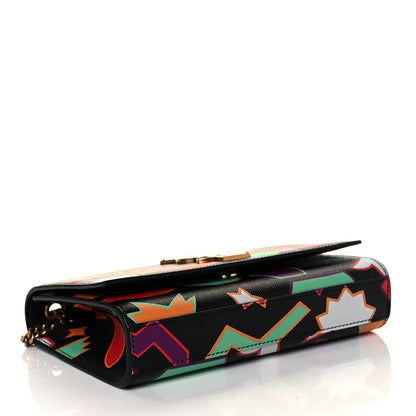 Saint Laurent Grain De Poudre Small Monogram Shapes Print Kate Satchel Black 4 of 12