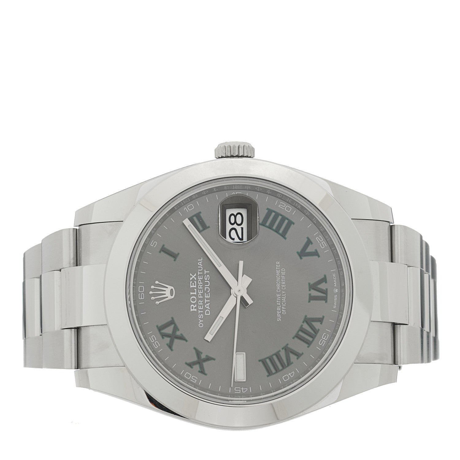 Rolex Stainless Steel 41mm Oyster Perpetual Wimbledon Datejust Watch Slate 126300 2 of 5
