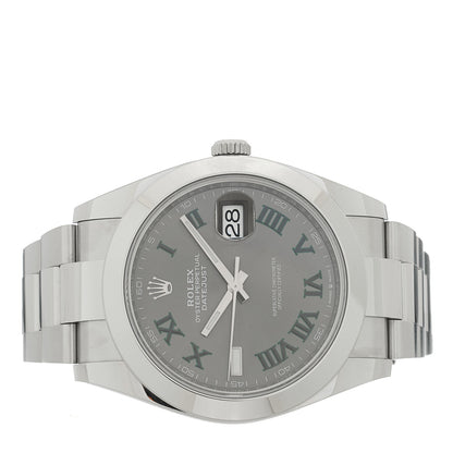 Rolex Stainless Steel 41mm Oyster Perpetual Wimbledon Datejust Watch Slate 126300 2 of 5