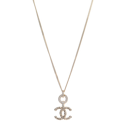 Chanel Crystal CC Logo Pendant Necklace Gold 1 of 6