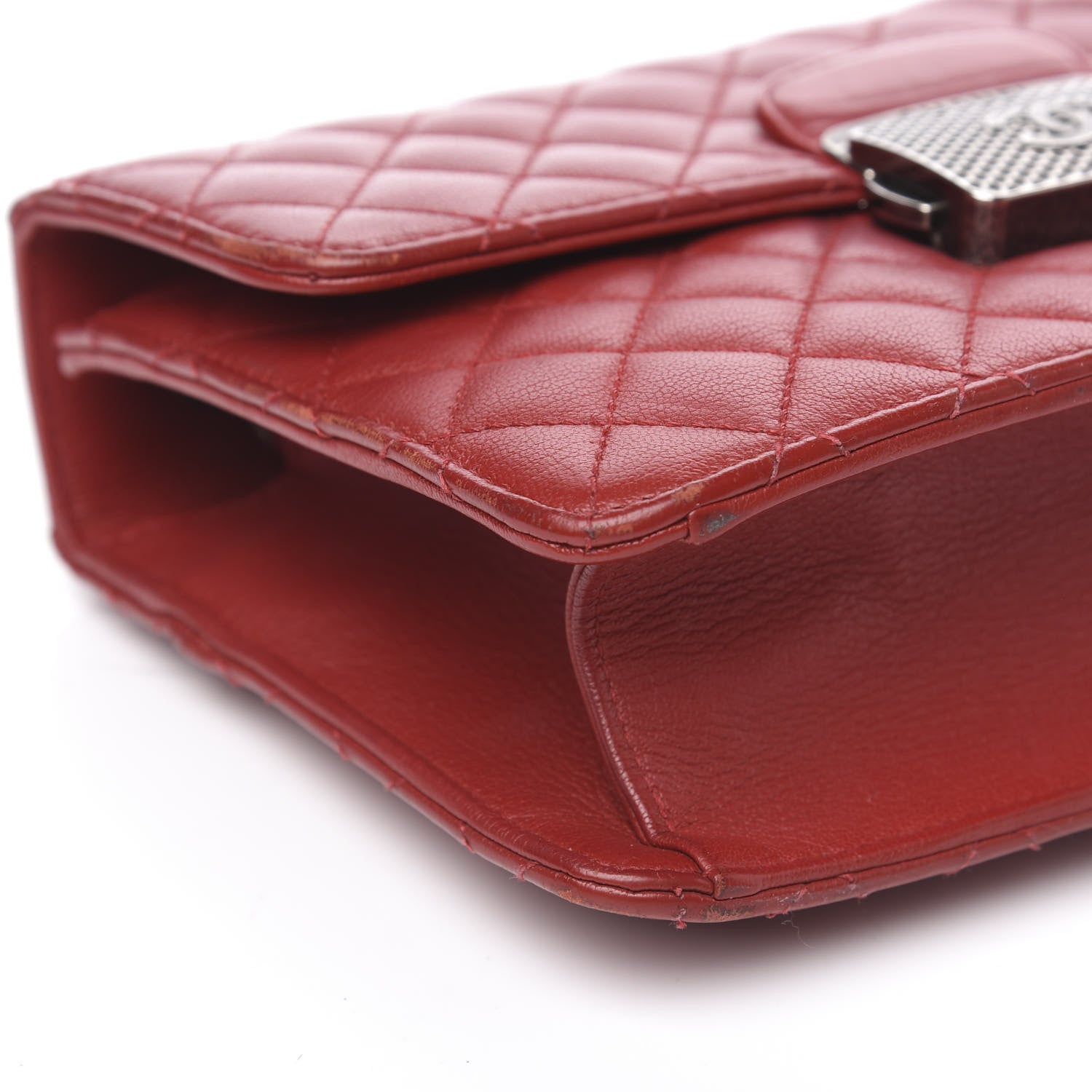 Chanel Goatskin Quilted Small CC University Top Handle Flap Red 12 of 15