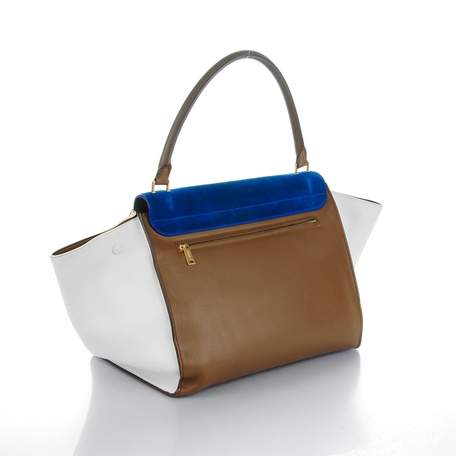 Celine Smooth Calfskin Suede Large Tri-Color Trapeze Bright Blue 3 of 9