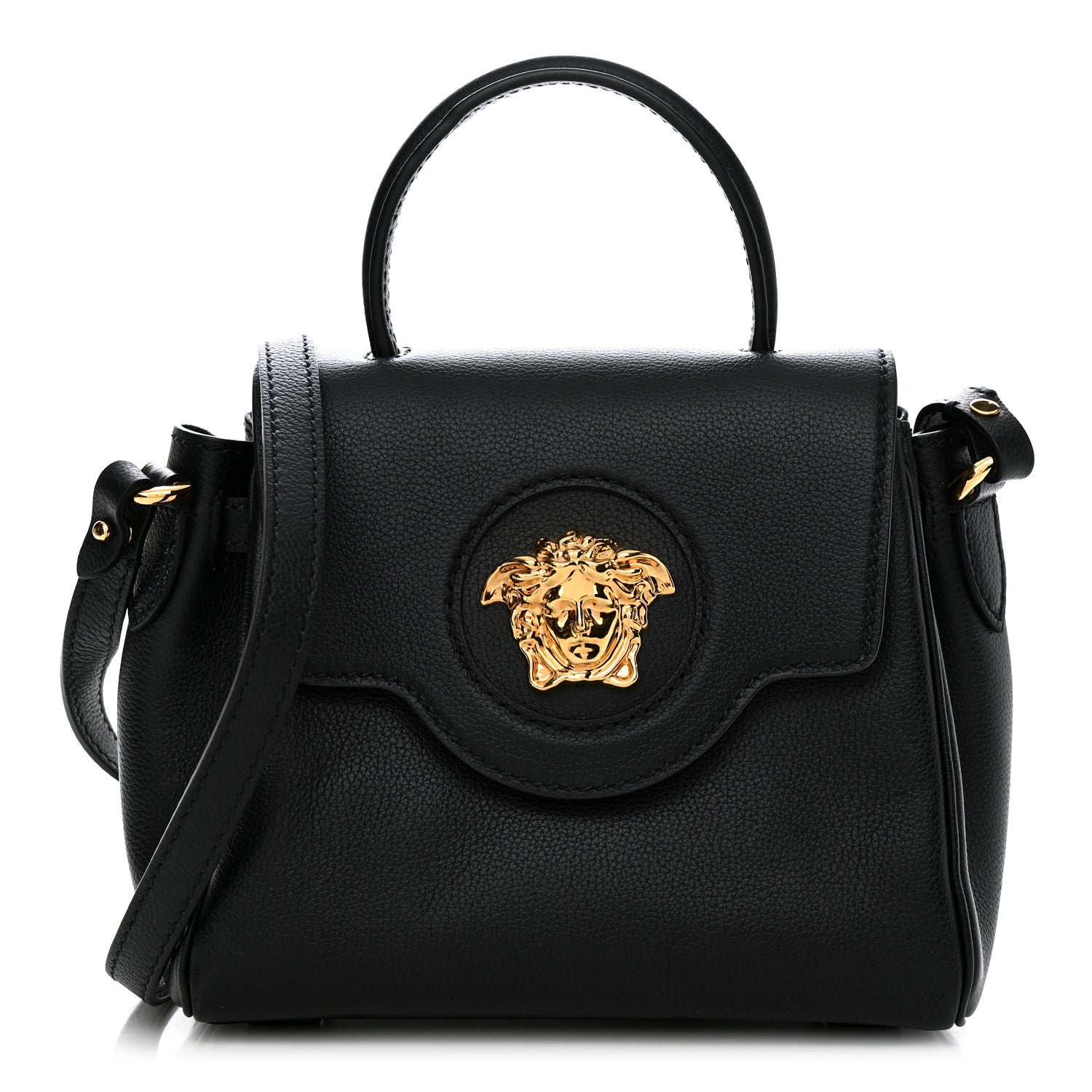 Versace Grained Calfskin Small La Medusa Top Handle Bag Black 1 of 12