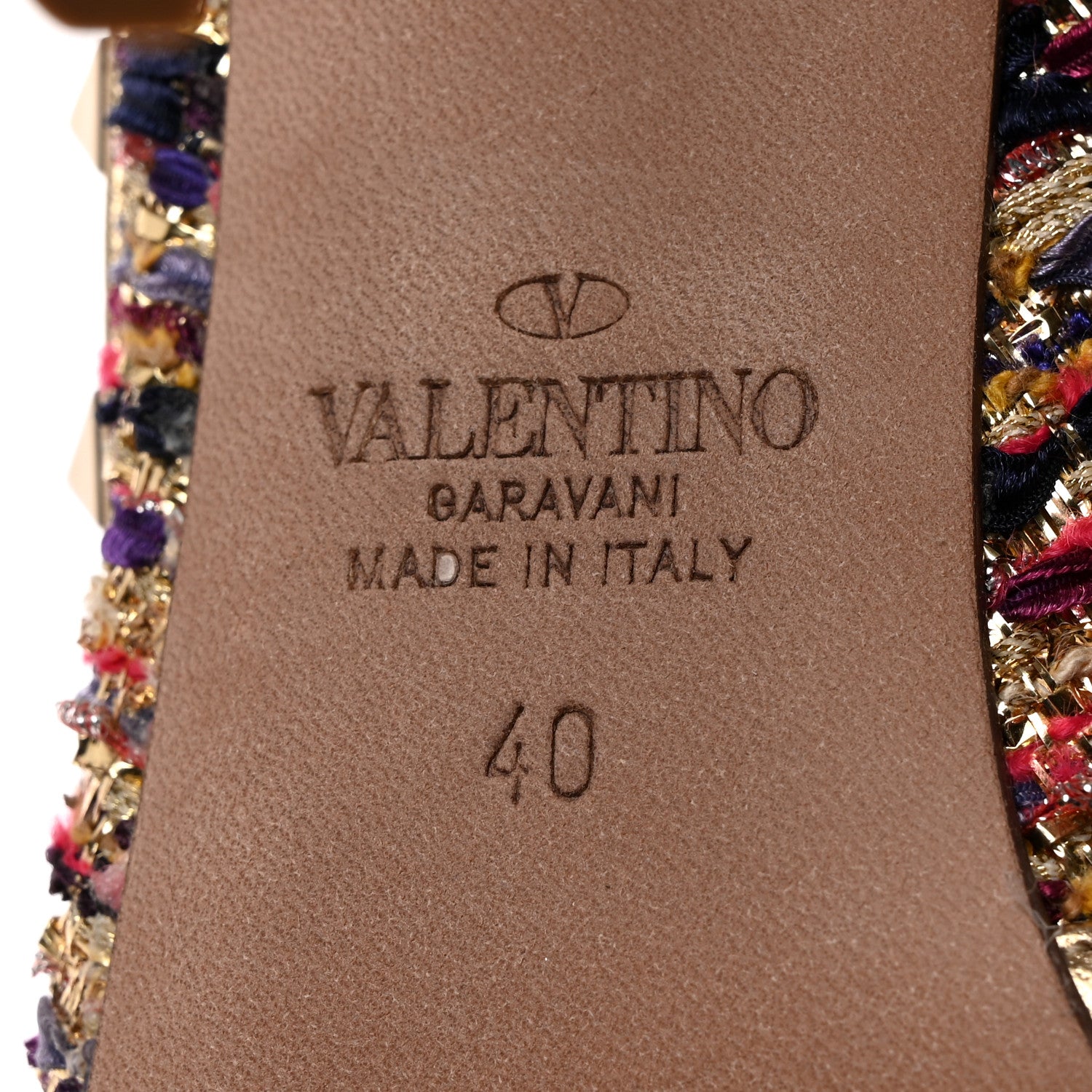 Valentino Garavani Metallic Nappa Tweed Rockstud Ankle Strap 100mm Pumps 40 Gold Multicolor 8 of 10