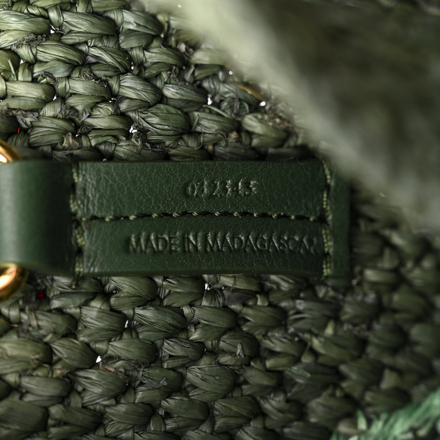 X SUNA FUJITA Raffia Small Font Tote Bottle Green