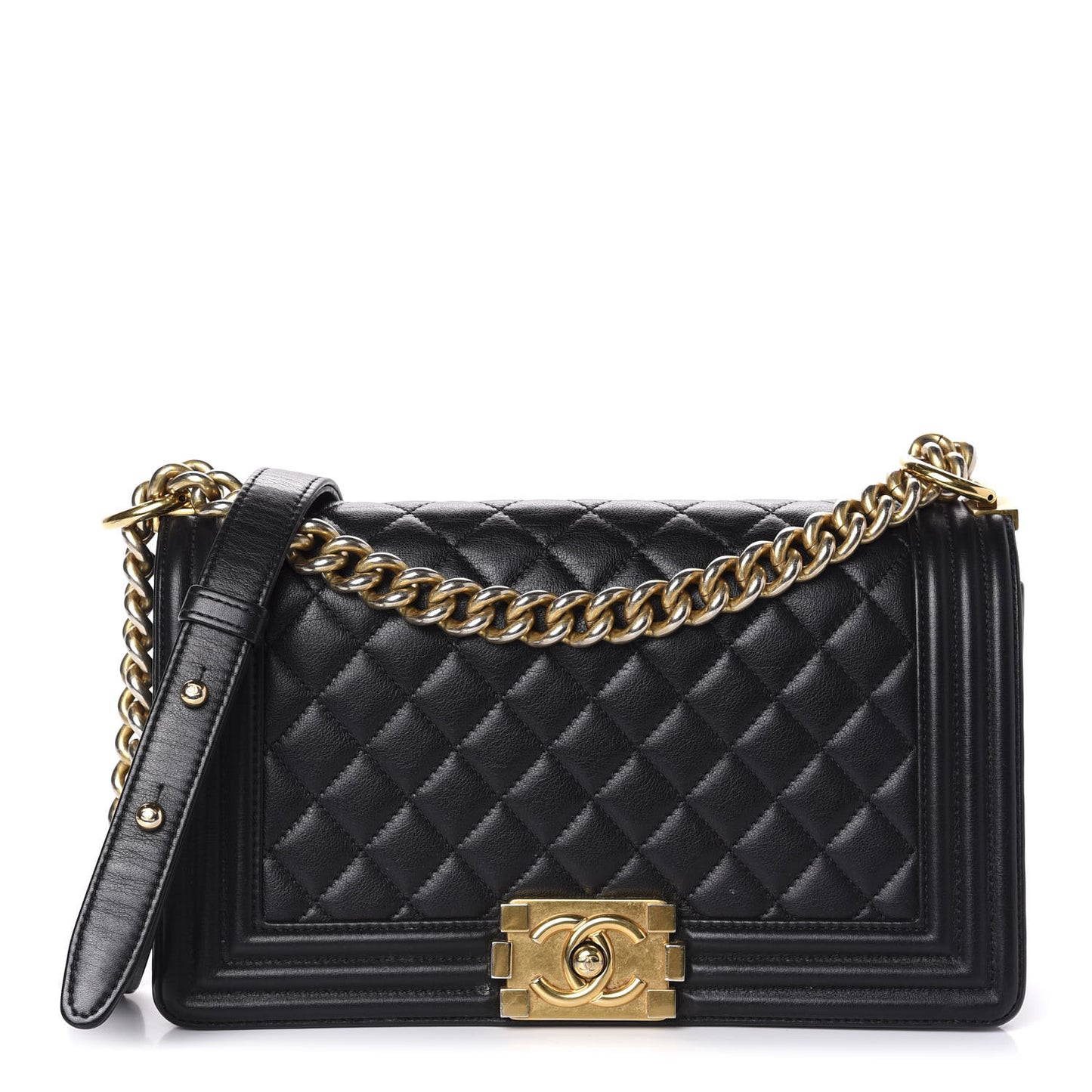 Calfskin Quilted Medium Boy Flap Black