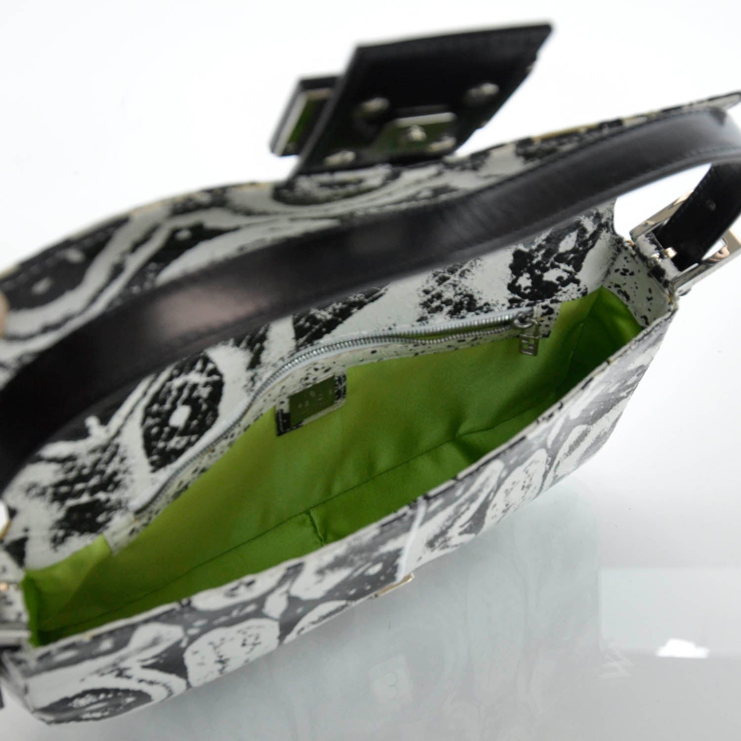Fendi Snakeskin Baguette Black White 5 of 8