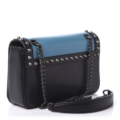 Prada Glace Calfskin Studded Crossbody Turchese Black 3 of 9
