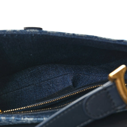 Christian Dior Denim Oblique Jacquard Saddle Bag With Strap Blue 5 of 9