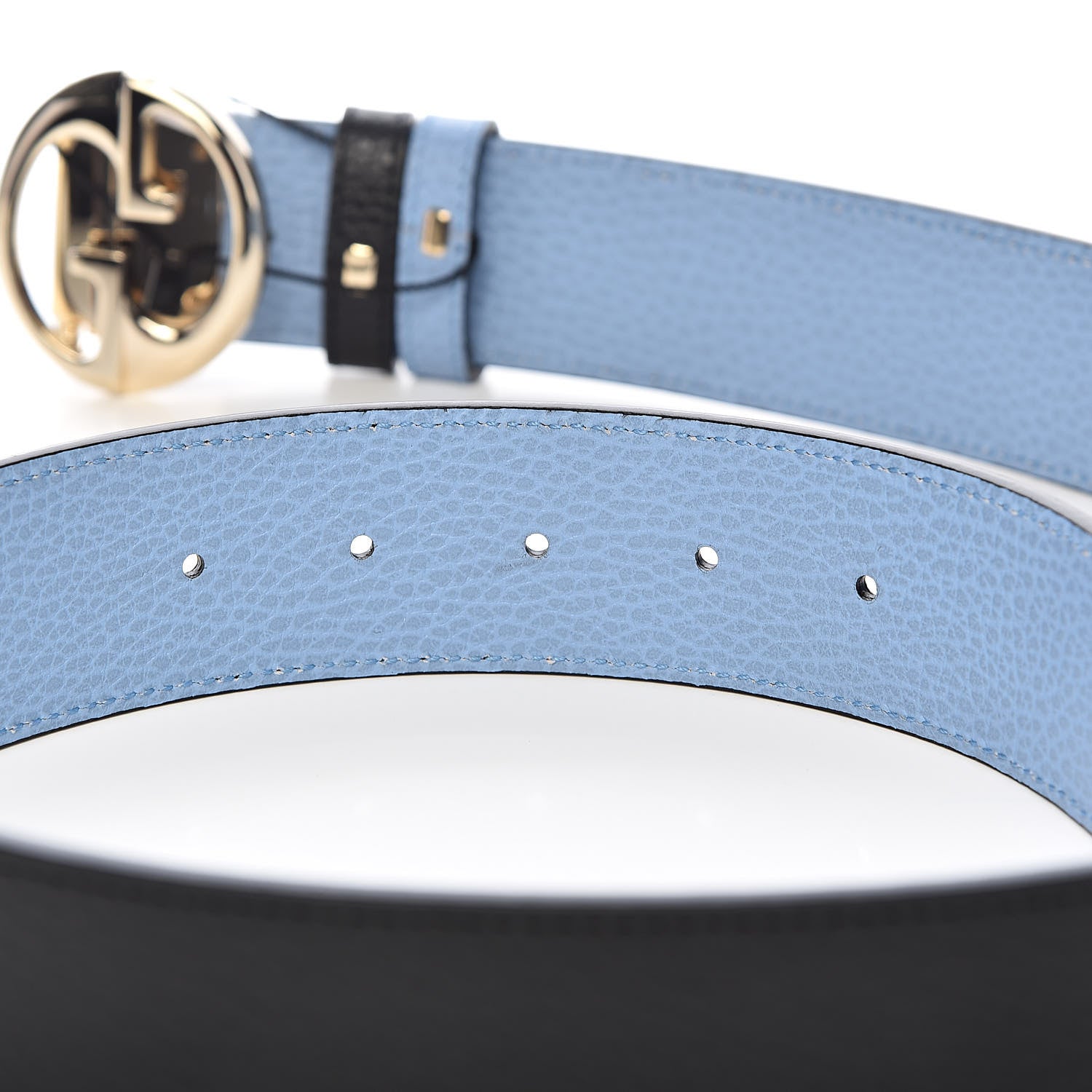 Gucci Dollar Calfskin 1973 Reversible Belt 85 34 Black Mineral Blue 6 of 7