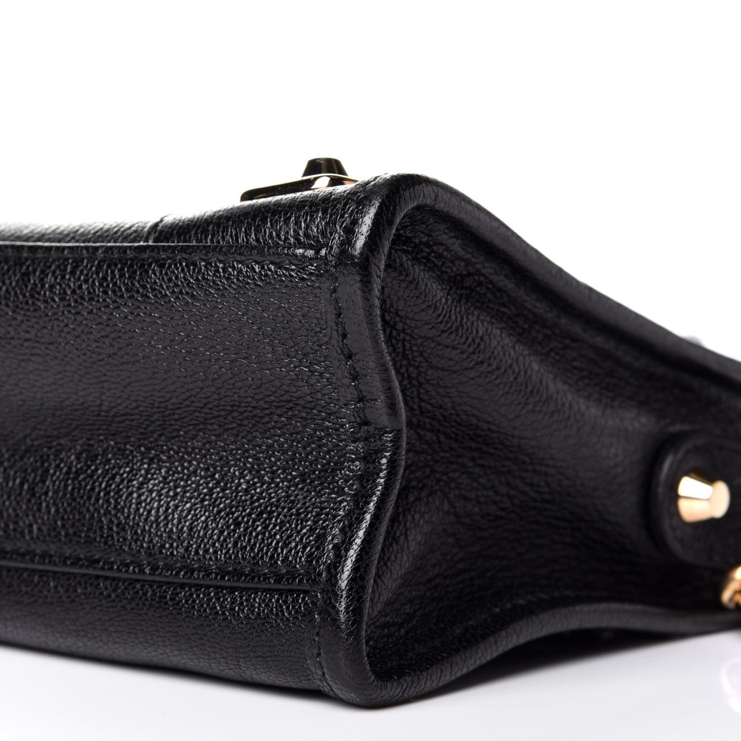 Chevre Gold Metallic Edge Hardware Mini City Black