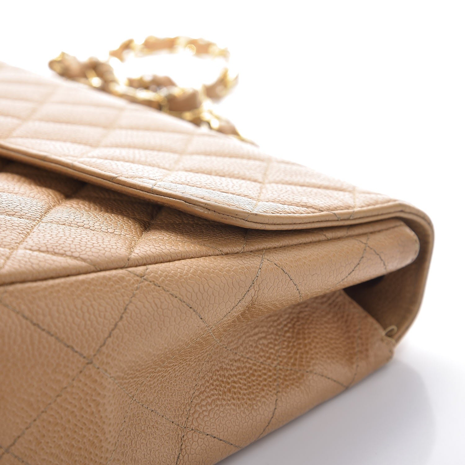 Chanel Caviar Quilted Jumbo Single Flap Beige 15 of 18