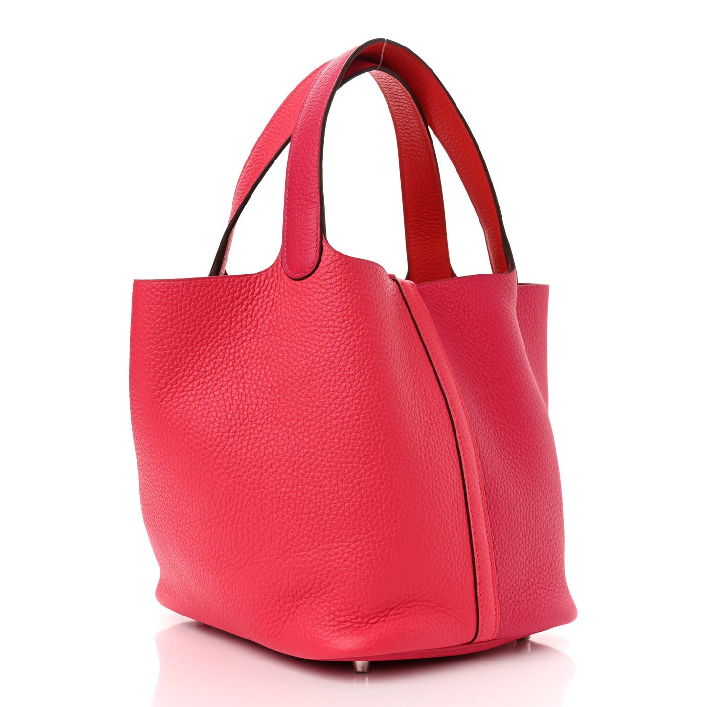 Taurillon Clemence Casaque Picotin Lock 22 MM Rose Extreme Rose Mexico Rouge De Coeur