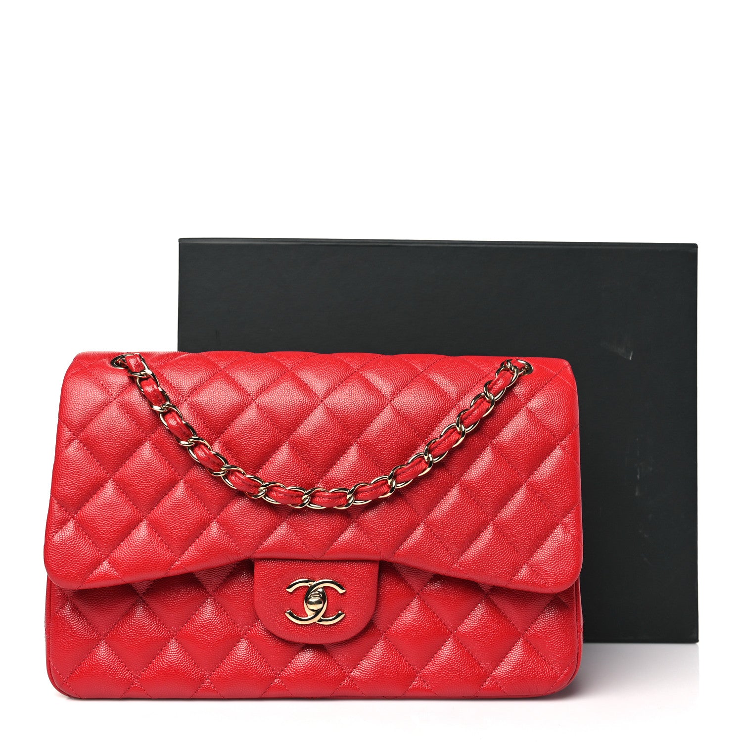 Chanel Caviar Quilted Jumbo Double Flap Red 11 of 11