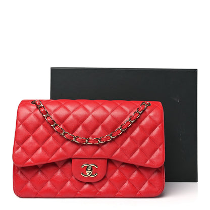 Chanel Caviar Quilted Jumbo Double Flap Red 11 of 11