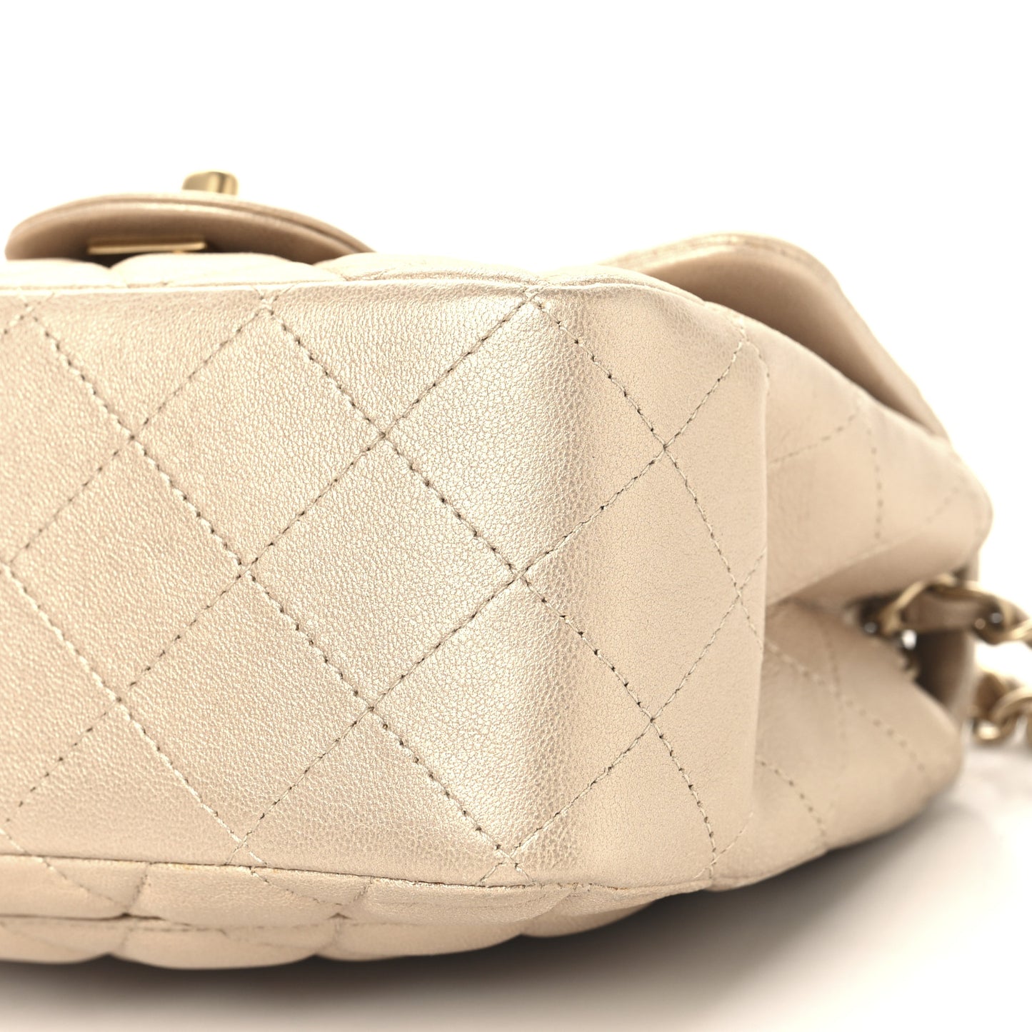 Metallic Lambskin Quilted Mini Square Flap Gold